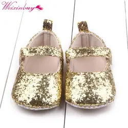 Детская Милая обувь первые ходунки для маленьких детей девочек хлопок Sequin для детей, на мягкой подошве обувь Нижняя Bebe обувь