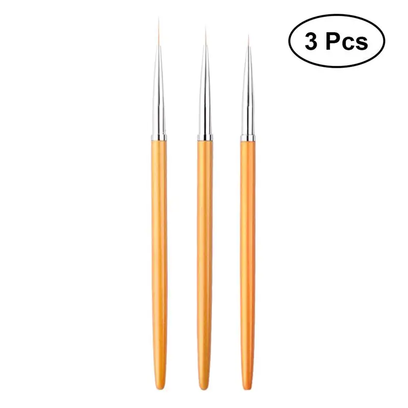 

3pcs Nail Art Liner Pens Dotting Painting Drawing Striping Brushes Striper Mental Handle Short Strokes Details Elongated Lines