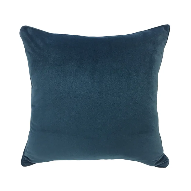 2017 Solid Peacock Blue Dull Velvet Pipping Cushion Cover Soft Square