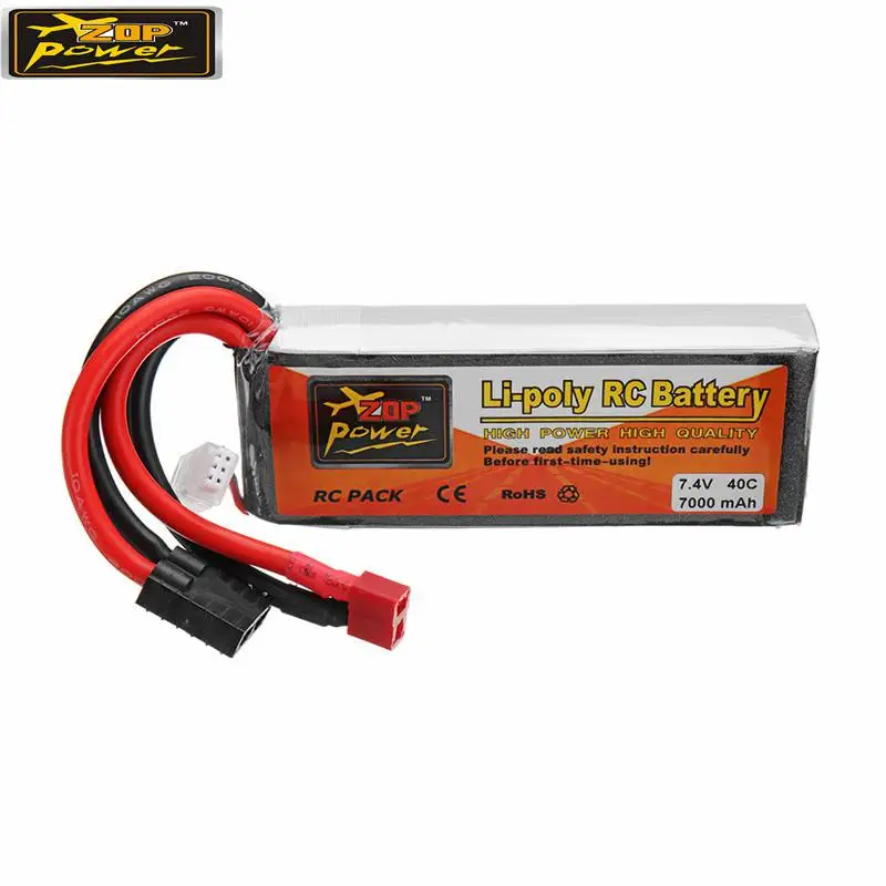

Rechargeable ZOP Power 7.4V 7000mAh 40C 2S Lipo Battery ForTRX Plug for TRAXXAS SUMMIT RC Car Spare Parts