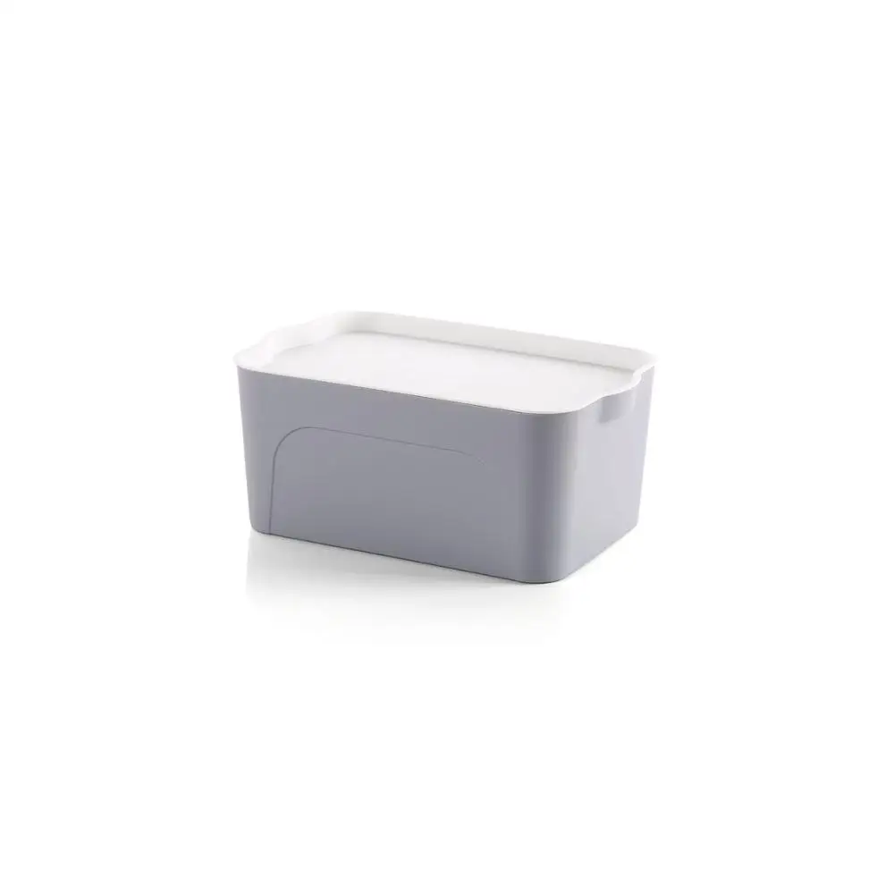 Утолщенная коробка для хранения, пластиковая большая коробка для хранения одежды с крышкой, ящик для шкафа, коробка для хранения, для ванной комнаты, пылезащитный органайзер для макияжа - Цвет: grey S