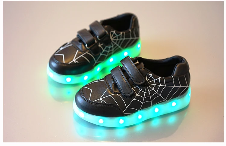 Новинка; usb зарядка; детская обувь; Светящиеся кроссовки; Светодиодный светильник; Человек-паук; спортивная обувь для детей; светящаяся