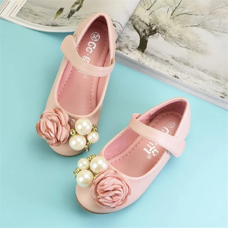 

Spring summer Girls Sandals Fashion Rhinestone Flowers Princess Shoes PU Leather Female Child Single shoes Kids Sandals EU18-34