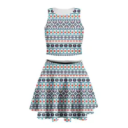 Ретро абстрактный Тотем сексуальный комплект из двух предметов короткий майка на бретельках 3D короткая юбка женская модная летняя одежда