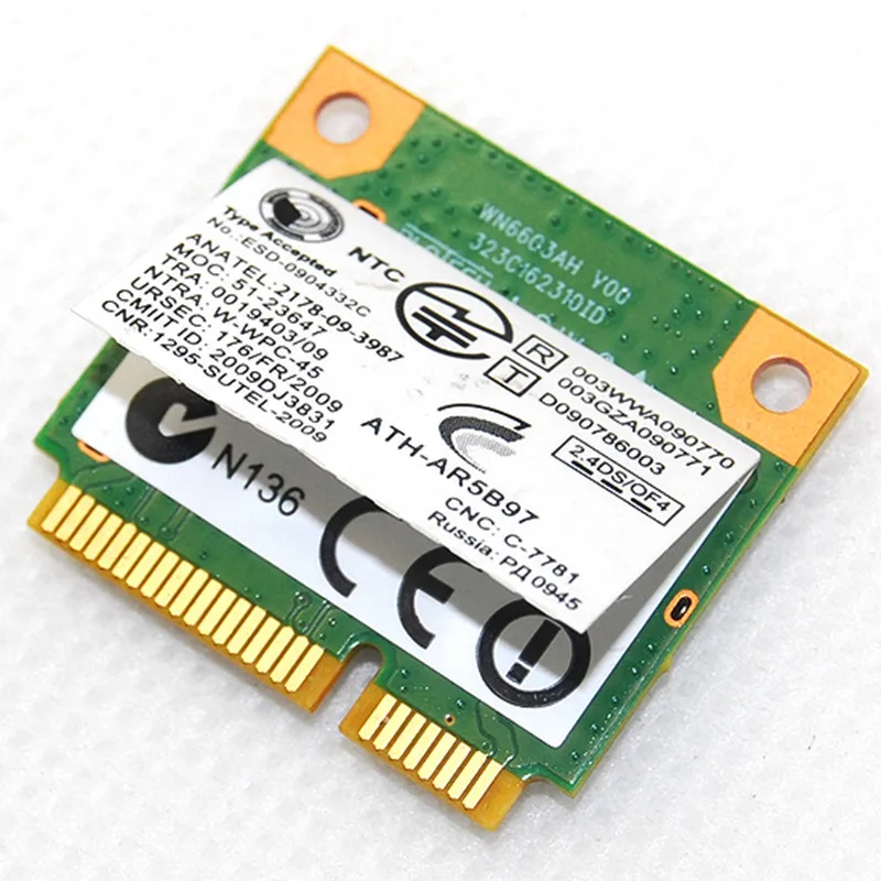 New Atheros Ar5b97 802.11b/g/n Pci-e Half Size Ar9287 Wireless Wifi Mini Pcie Card For Laptop Notebook - Network Cards - AliExpress