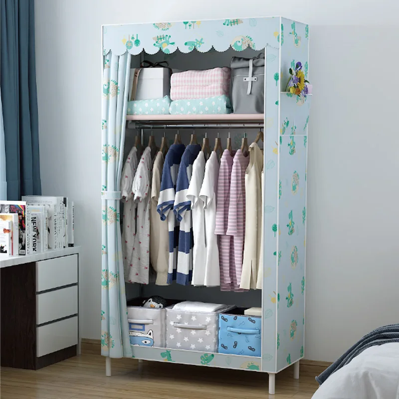 

Kaidi Simple Wardrobe Dormitory Modern Economic Assembled Cloth Wardrobe Receiving Cabinet Single Steel Tube Cloth Art Wardrobe