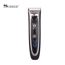 SURKER Rechargeable Hair Cutter Electric Hair Cipper Machine Shaving Titanium Ceramic Blade Razor Clipper Trimmer LED Display