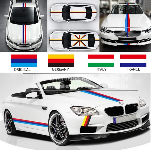 Tape Bumper Car Sticker Germany Italy French Flag Roof Hood Three-color Stripe