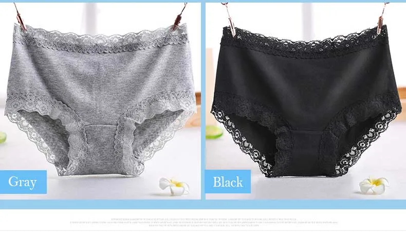 4pcs Plus Size XXL Women Confort Cotton Underwear Seamless Sexy Lace Panties Briefs for Women Underpants Lingerie Knickers 04