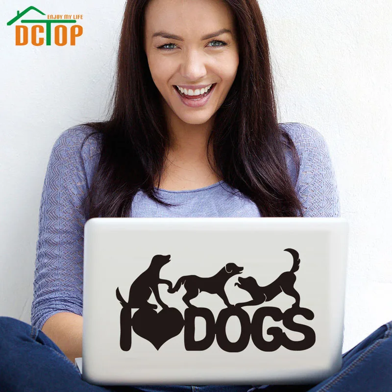 

DCTOP I Love Dogs Vinyl Art Wall Stickers Home Decor Removable Laptop Decals DIY Waterproof Self Adhesive Wallpaper