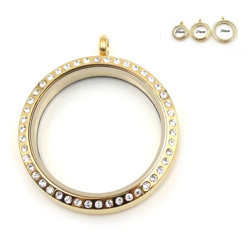 Round-Gold-Twist-Screw-Floating-Locket-316L-Stainless-Steel-Floating-Memory-Glass-With-crystal-Locket-Pendant