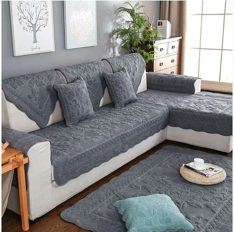 Европейский Стиль чехол для дивана и диванных подушек промытое Хлопковое полотенце на диван диване чехол четыре сезона вышивка диванная подушка угловая диванная крышка