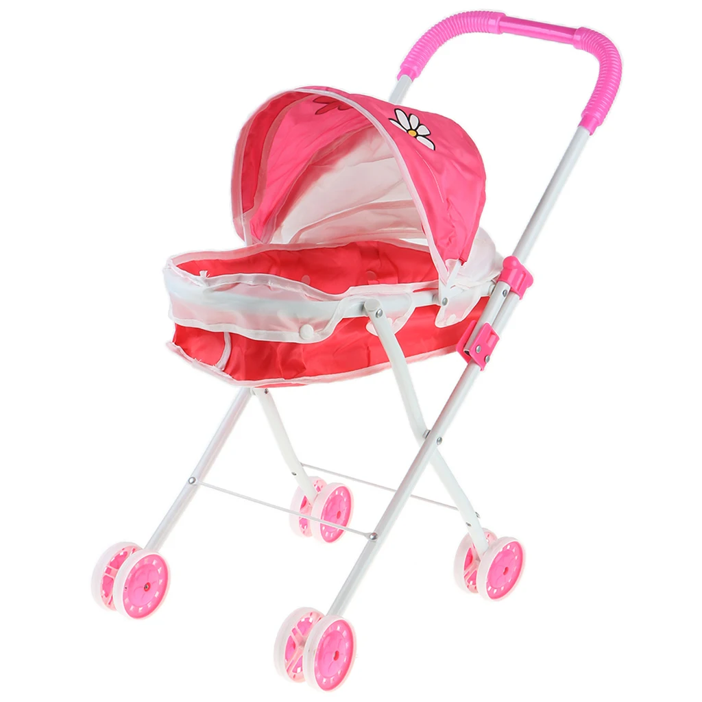 Mini Simulation Foldable Baby Push Cart Pushchair Stroller Pram Kids Pretend Play Furniture Toys