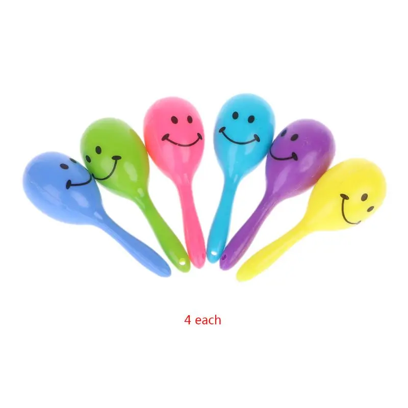 24pcs Noise Maker Smiling Face Neon Maracas Fiesta Party Supplies Party