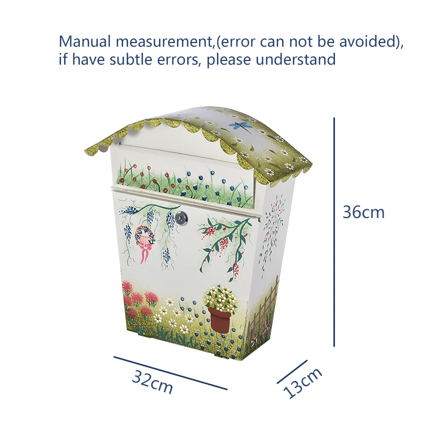 Модная живопись узоры большой металлический Железный почтовый ящик школа предложение коробка письмо почтовая коробка настенный почтовый ящик