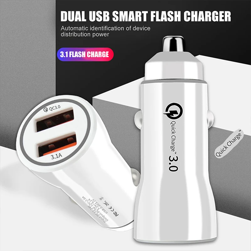 Двойной USB QC3.0+ 3.1A Halo автомобильное зарядное устройство автомобильного прикуривателя зарядное устройство портативное гнездо адаптера питания долговечный для мобильного телефона