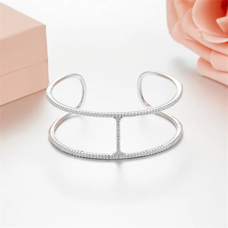 

Fits Monaco Jewelry with Ladies Jewelry Party Gift Charm 925 Sterling Silver Micro-set Zircon I-shaped Bracelet
