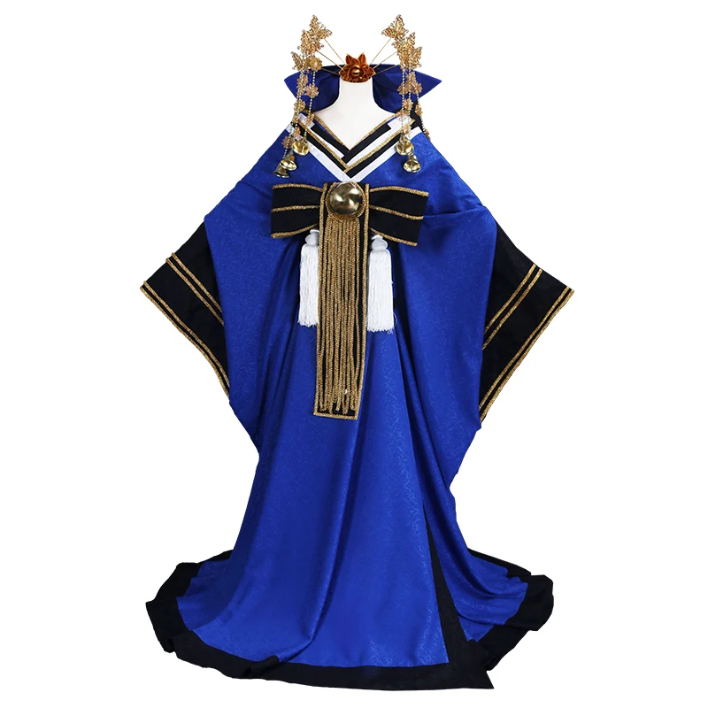 Tamamo/Косплей Fate Grand Order Tamamo no Mae, костюм для косплея, синее платье-кимоно с головным убором, платье на Хэллоуин, наряды в стиле аниме cos