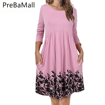 

Maternity Dresses 2019 Easy Pocket Printing Dress fro Pregnant Women Clothing Long Sleeve Pregnancy Woman Dress C0100