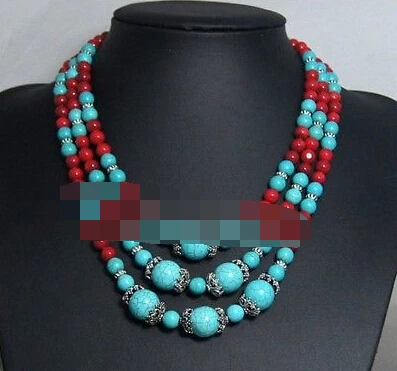 

FREE SHIPPING>>>@@ > 1087 BEADED JEWELRY WITH RED CORAL,BEADWORK NECKLACE,BIB NECKLACE