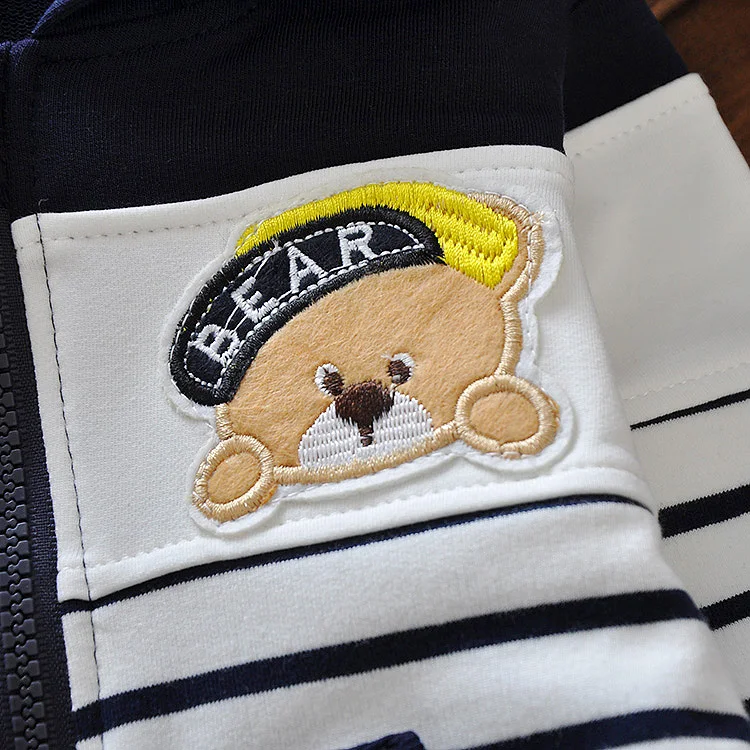 Baby Toddler Kids Boys Spring&autumn Cotton Bear Emboidery Jacket Zipper Coat For 70-110cm Height Kids Cardigan B003