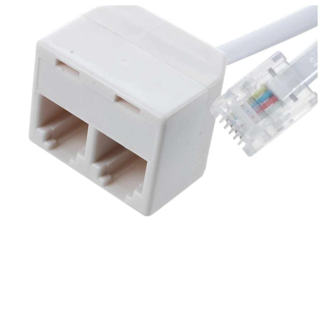 RJ11 6P4C Телефонный сплиттер 1 male 2 female белый|Соединители| |