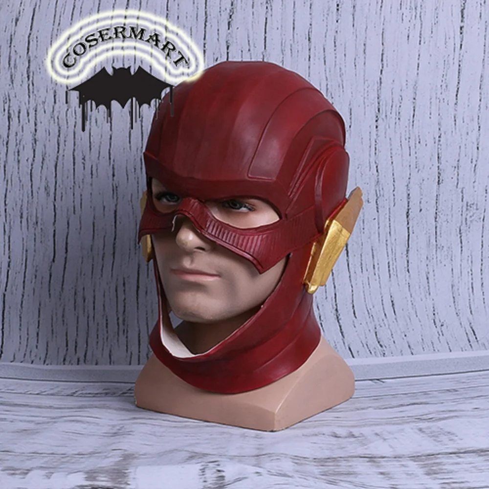 2017 Movie Justice League Mask The Flash Red Mask Latex Cosplay Costume Adult Halloween Helmet Flash Accessories Handmade New (2)5