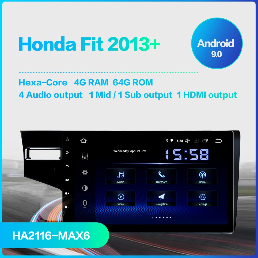 Dasaita 10 2 &quotАвто Android 9 0 автомобиля DSP радио для Honda Fit Джаз 2014 2015 2016 2017 включающим в