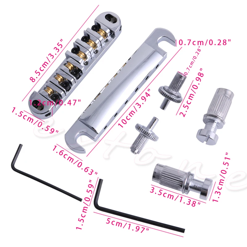 Латунный роликовый седло Tune-O-Matic гитарный мост и хвостовый Набор Хром