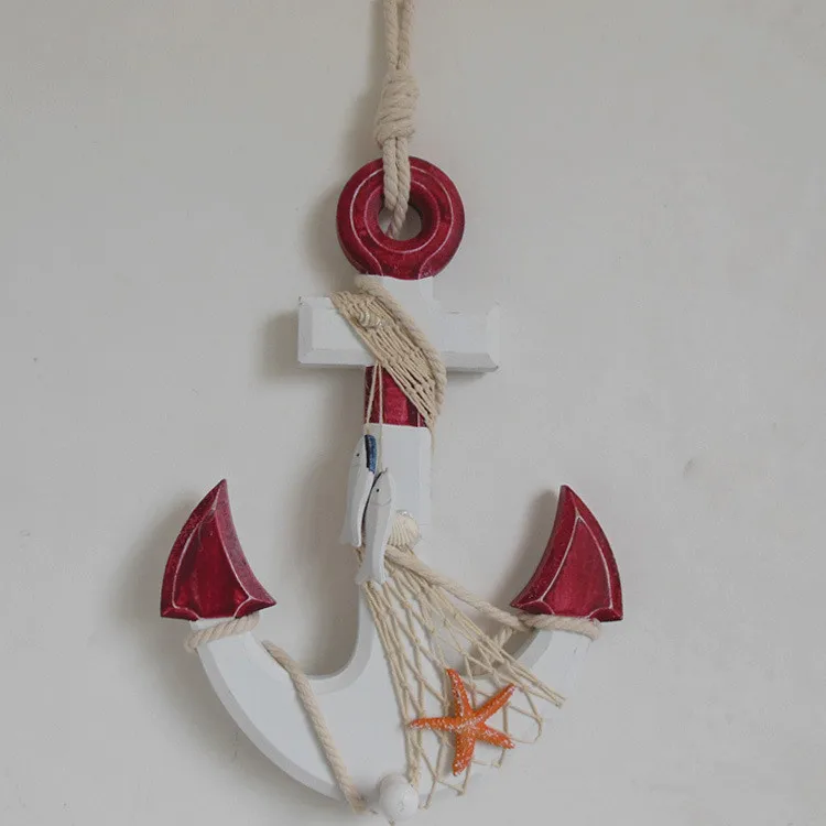 Hanging Decoration Mediterranean Style 3D Wood Anchor Hanging Decoration MP...