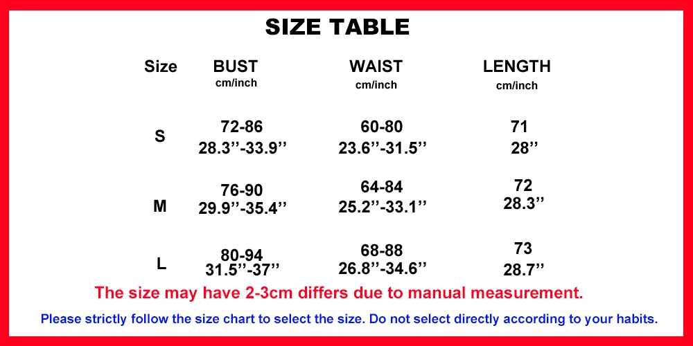 size table