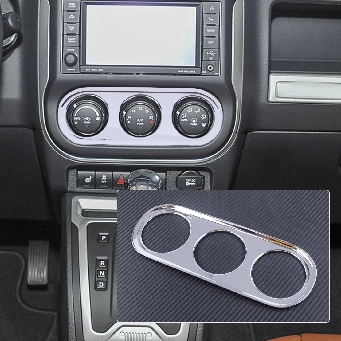 

DWCX ABS Chrome Car Air Condition Adjust Switch Button Control Knob Cover Frame Trim Sticker Fit For Jeep Compass