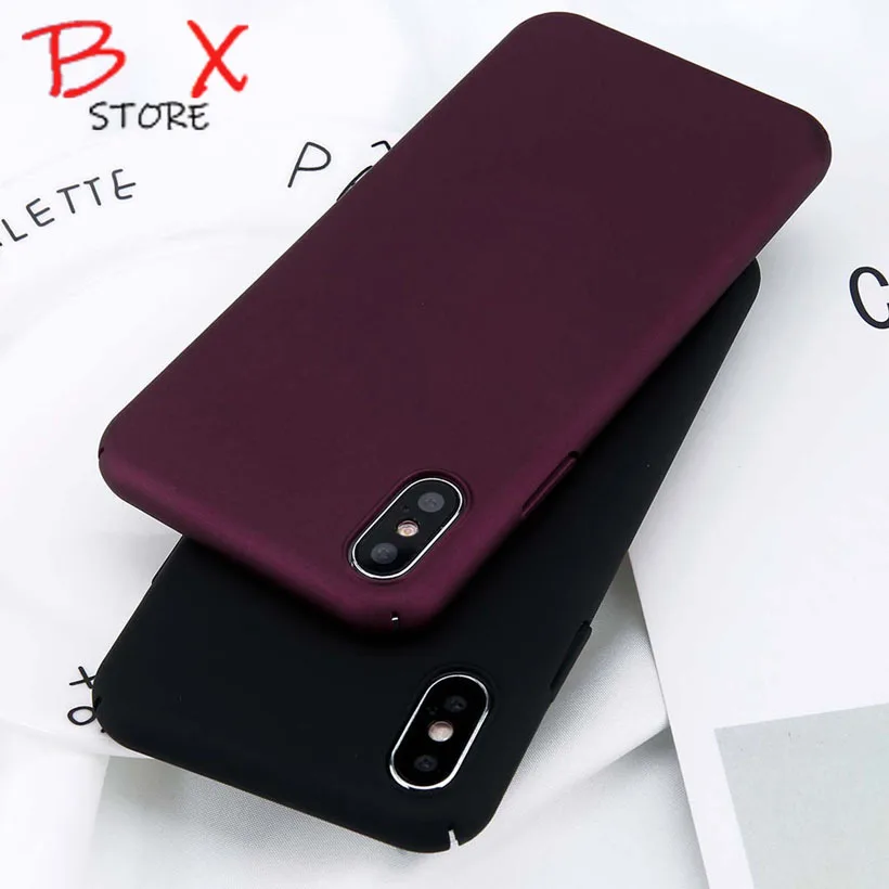 

USLION For iPhone X Xs Max XR 8 7 Simple Plain Phone Case Slim Frosted Hard PC Back Cover For iPhone 8 7 6 6S Plus 5 5S SE Cases