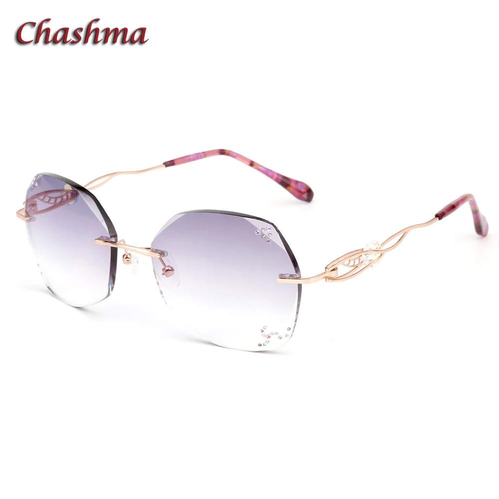 Женские солнцезащитные очки без оправы Chashma брендовые с цветными линзами для