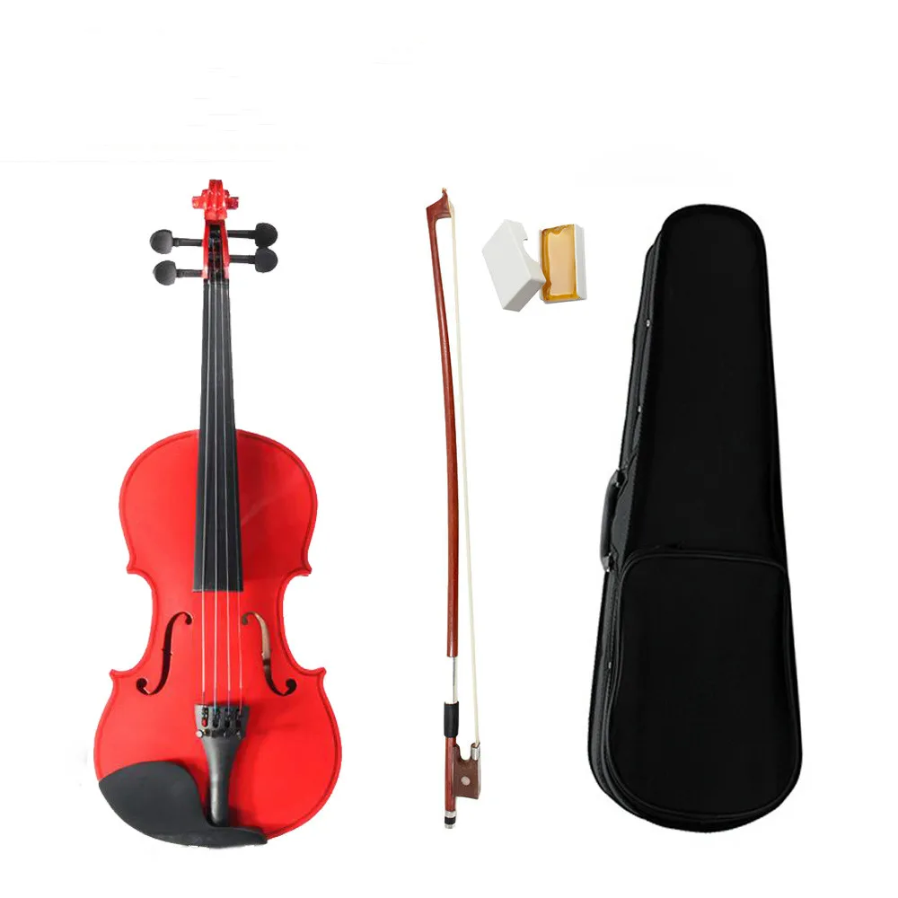 

Student Violin RED VIOLIN 4/4 Student Stradi Style Violin Bow Rosin Case New learner