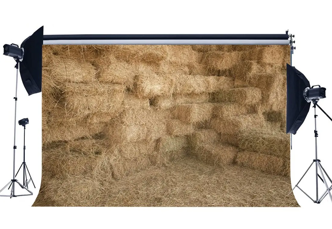 

Old Barn Backdrop Straw Haystack Backdrops Autumn Harvest Interior West Cowboy Turkey Farm Background