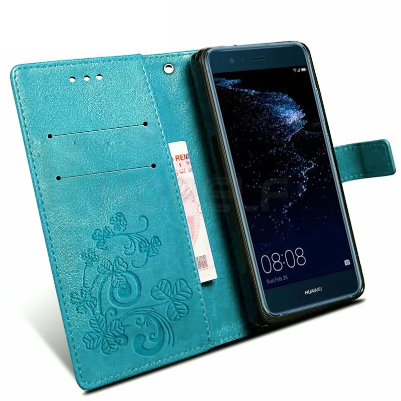 

Four Leaf Wallet Case for Huawei P10 Lite Case PU Leather with Flip for Honor 4A 5X 5C 6 7 8 9 7X Y6 II for Huawei Honor 6A Case