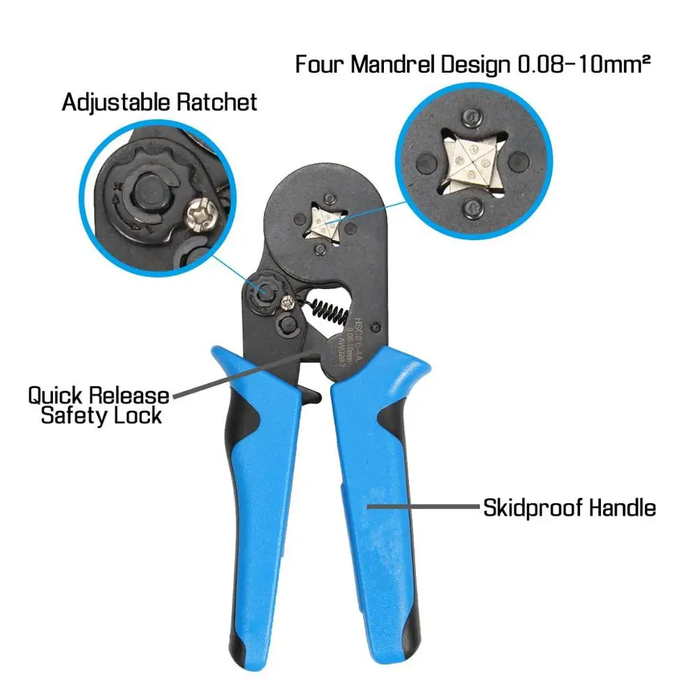 HSC8 6-4A Модернизированный обжимной инструмент комплект 1200 шт. трубчатые клеммы коробка 0,08-10 мм Высокоточный зажим набор