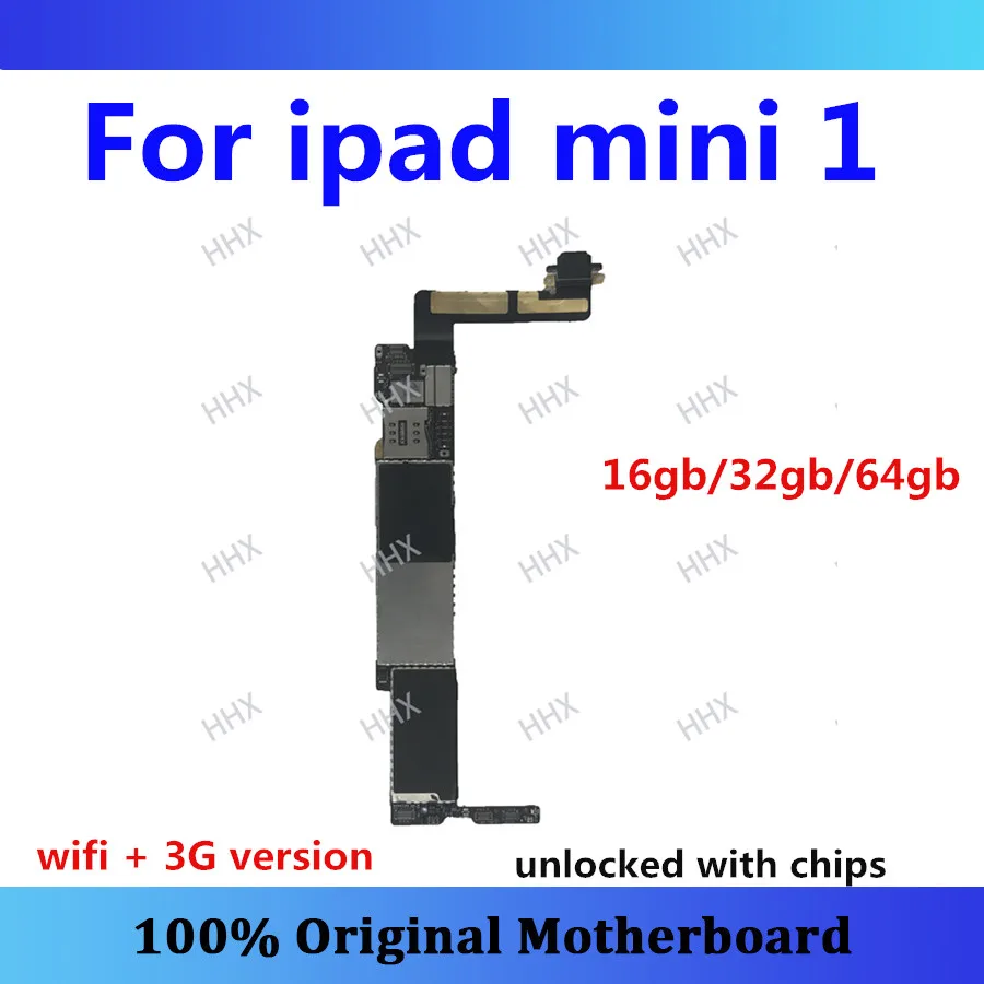 

Original for ipad mini 1 motherboard unlocked Wifi+3G version 16GB/32GB/64GB for ipad mini 1 panel SIM with full chip mainboard