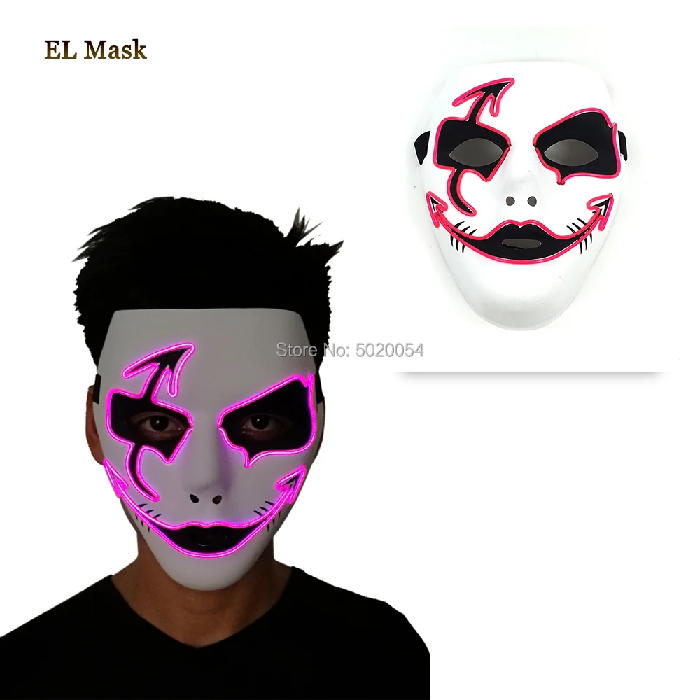 

Pay attention Horror House Supplies Glow In Dark Light Up Mask Led Luminous Festival Rave Mask Powered by2-AA batteries