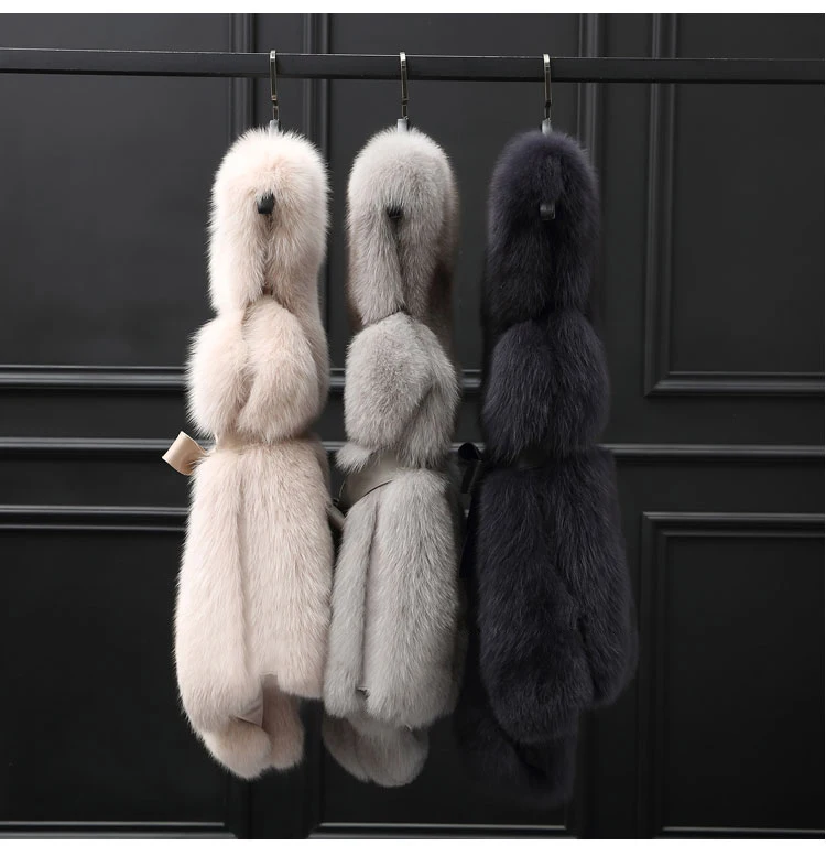 Real Fur Vest Women Fox Fur Vest 2018 New Arrival Winter Fluffy Natural Fur Gelit Outwear rf0251