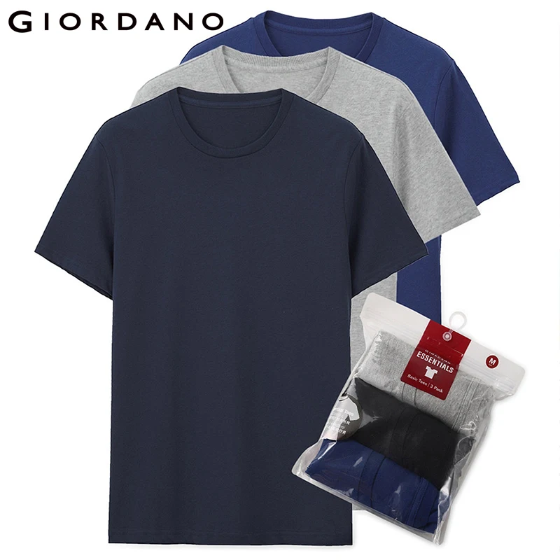 Vente Giordano Hommes T Shirt manches courtes pour homme 3 pack T shirt Hommes Solide Coton Mens Tee D été T Shirt Hommes Vêtements Sous vetement Homme