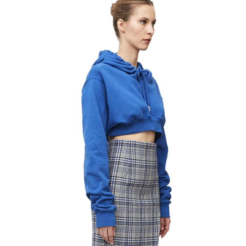 

Cotton Cropped Hoodie Sweatshirt Women Korean Streetwear Autumn 2019 Winter Black White Blue Red Kawaii Crop Top Hoodie