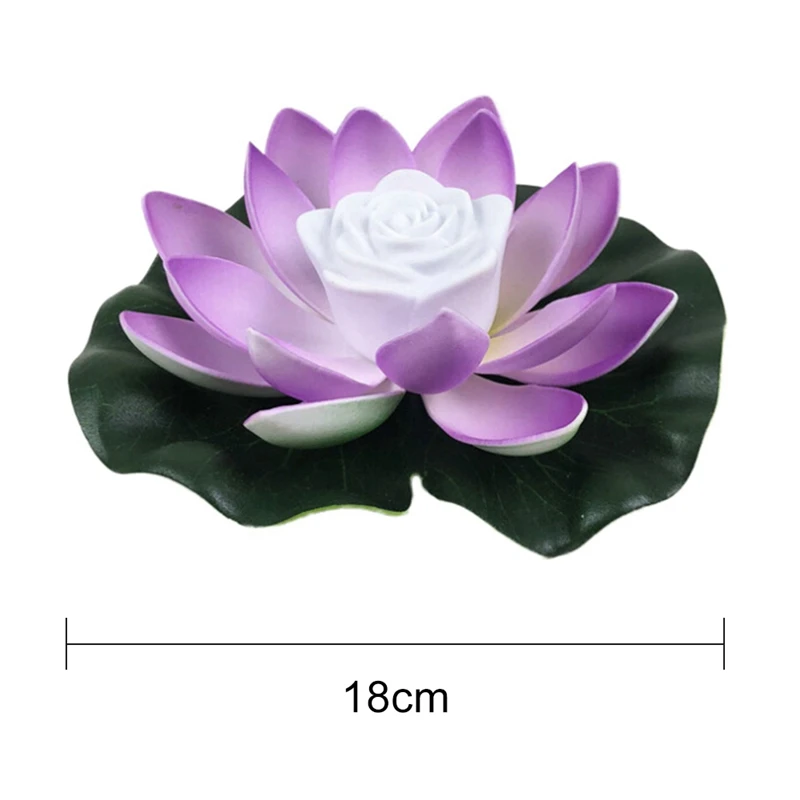 18-28cm Artifical Floating Lotus Solar Powered Night Light LED Energy Saving Lotus Lamp For Garden Pool Pond Fountain Decoration