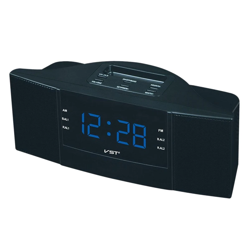 Vst-907 изысканный двухдиапазонный будильник часы для мониторинга сна Am/Fm радио со светодиодным дисплеем европейская вилка - Цвет: Blue light