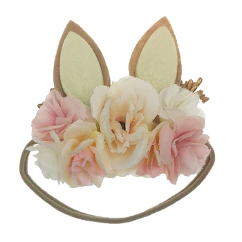 

10PCS Bunny Ear Headband Baby Girl Newborn Easter Headband Flower Crown Nylon Headband Infant Baby Hair Accessories Kidocheese