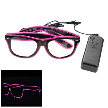 

Quality Fashion Top El Wire Neon Light Up Shutter new arrival Glow LED Glasses Rave Costume Party Bright SunGlasses purple A609