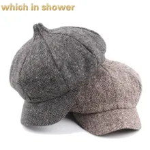 Модная Корейская женская кепка Newsboy в стиле ретро, зимняя восьмиугольная кепка, повседневная женская кепка в британском стиле, Кепка в стиле тыквы, шапка для художника