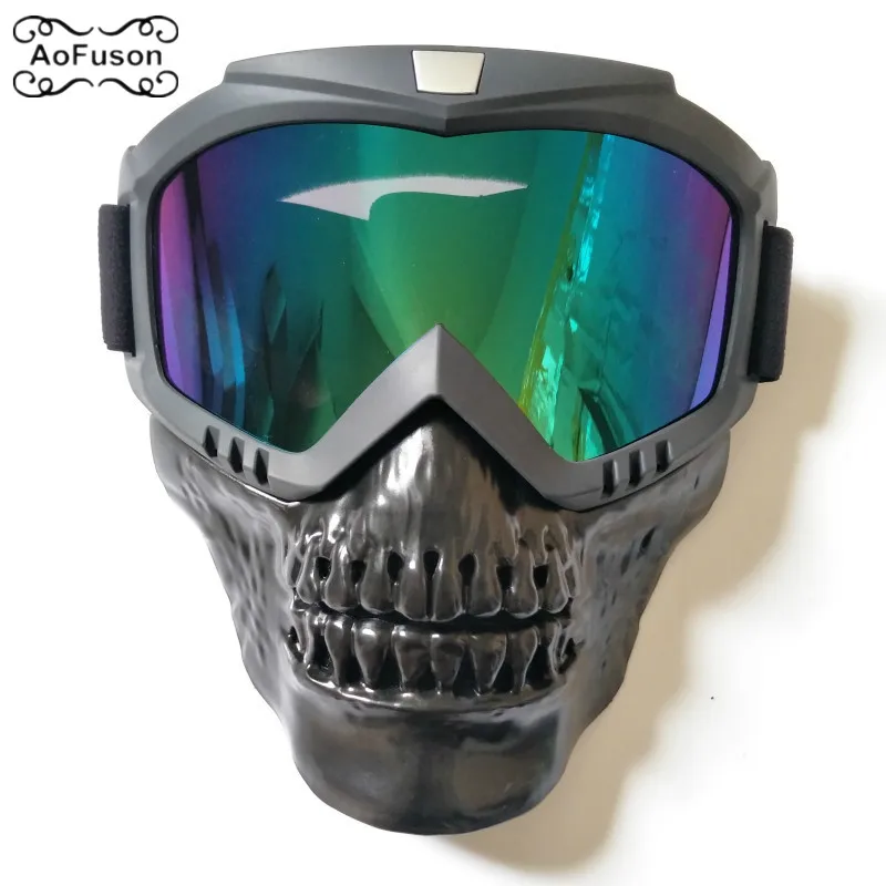 Gafas de esquí de calavera máscara desmontable Snowboard gafas a prueba de viento montar nieve Snowmobile Goggle Sci gafas de esquí divertidas Oculos