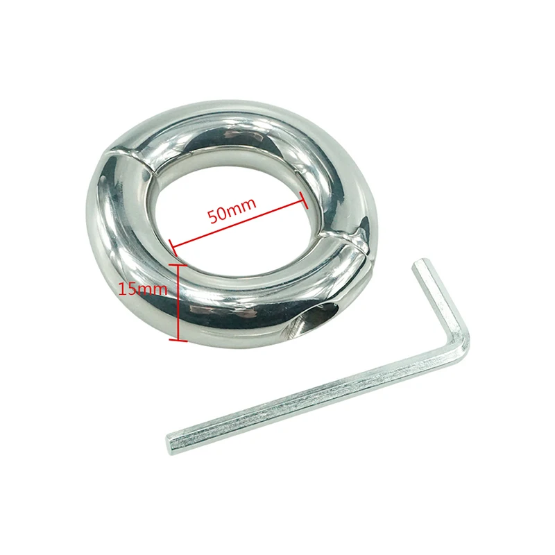 Stainless Steel Penis Ring Ball Stretcher Delay Lasting Metal Cock Ring Scrotum Restraint Testicular Chastity Device for Men (3)